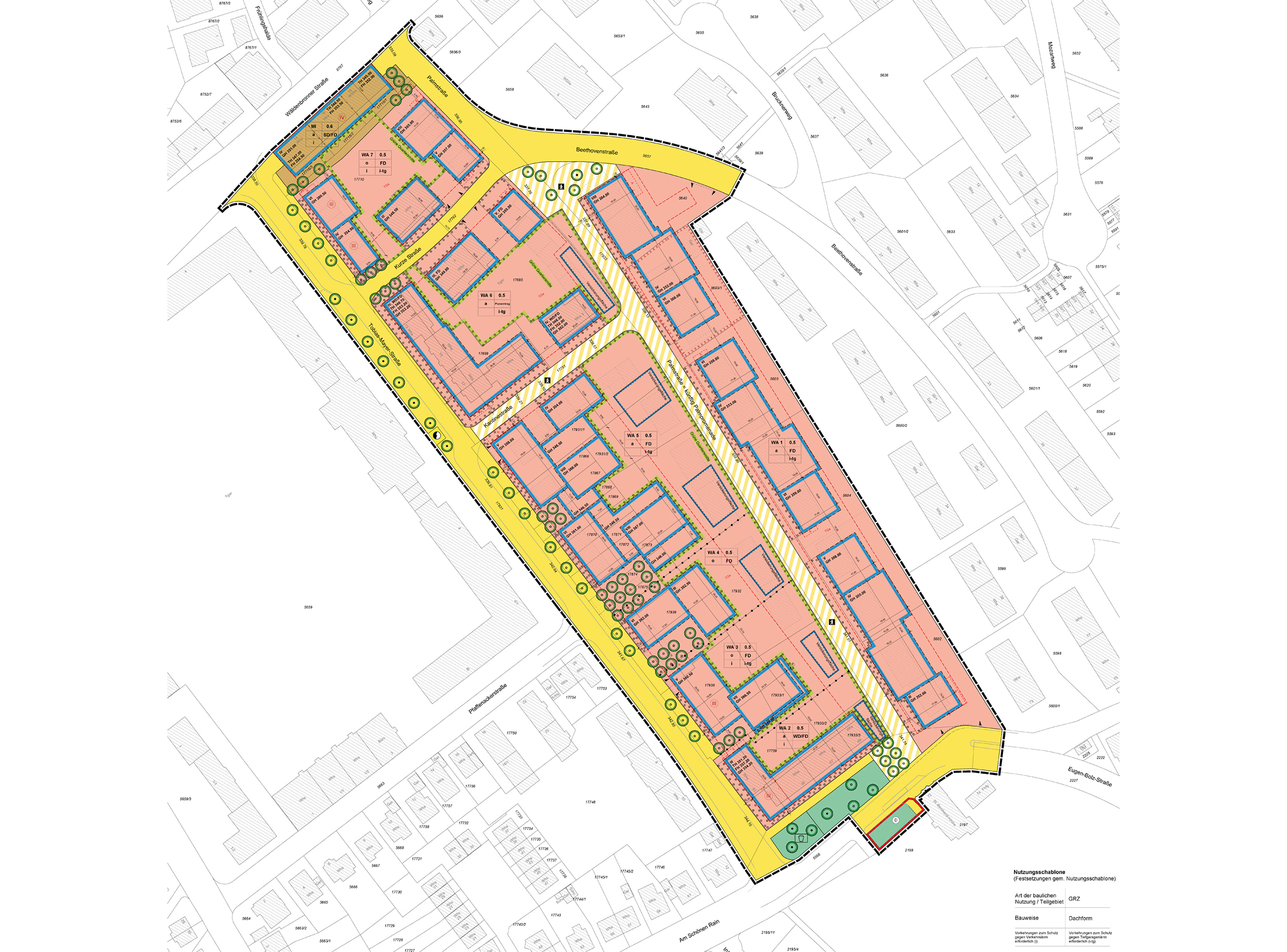 schreiberplan Stuttgart:  Stadt Esslingen am Neckar  - Bebauungsplan "Tobias-Mayer-Straße / Palmstraße"